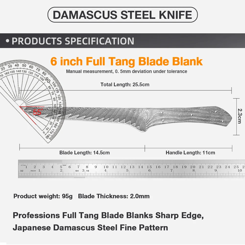 Cross-border integrated Damascus steel boneless knife blank sharp forged kitchen blade, DIY knife blank boneless knife details Picture