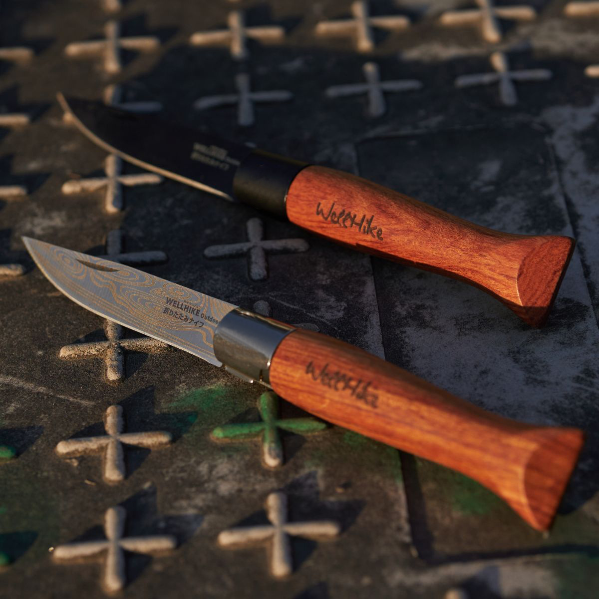 Outdoor folding multi-functional bread and fruit knife exquisite leather case Opinel style details Picture