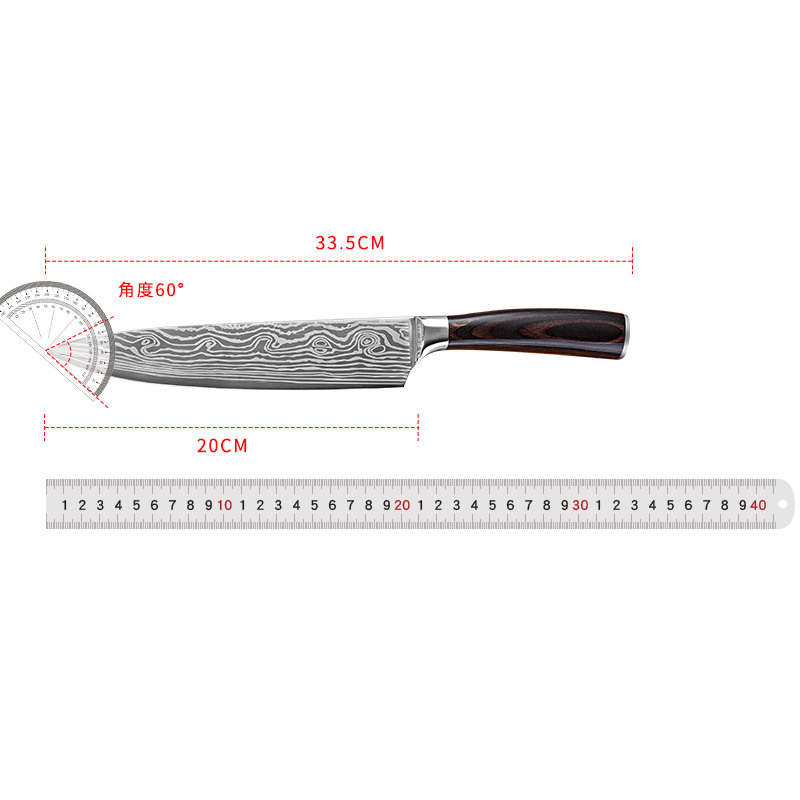 8-inch chef knife, Damask patterned stainless steel knife, kitchen knife, sharp edge, household Western-style kitchen knife Application Scenario