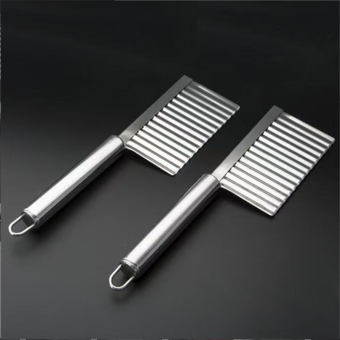 Stainless steel multi-functional commercial wavy knife for cutting wolf-tooth potatoes and household deep-textured thickened wolf-tooth fancy French fries knife Specification drawing