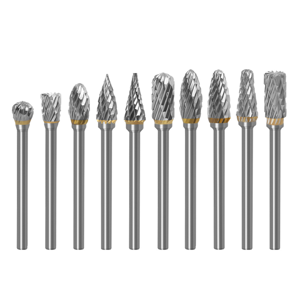 10-piece double-slot rotary file grinding head 3×6mm hard alloy tungsten steel grinding head rotary file milling cutter Item Picture