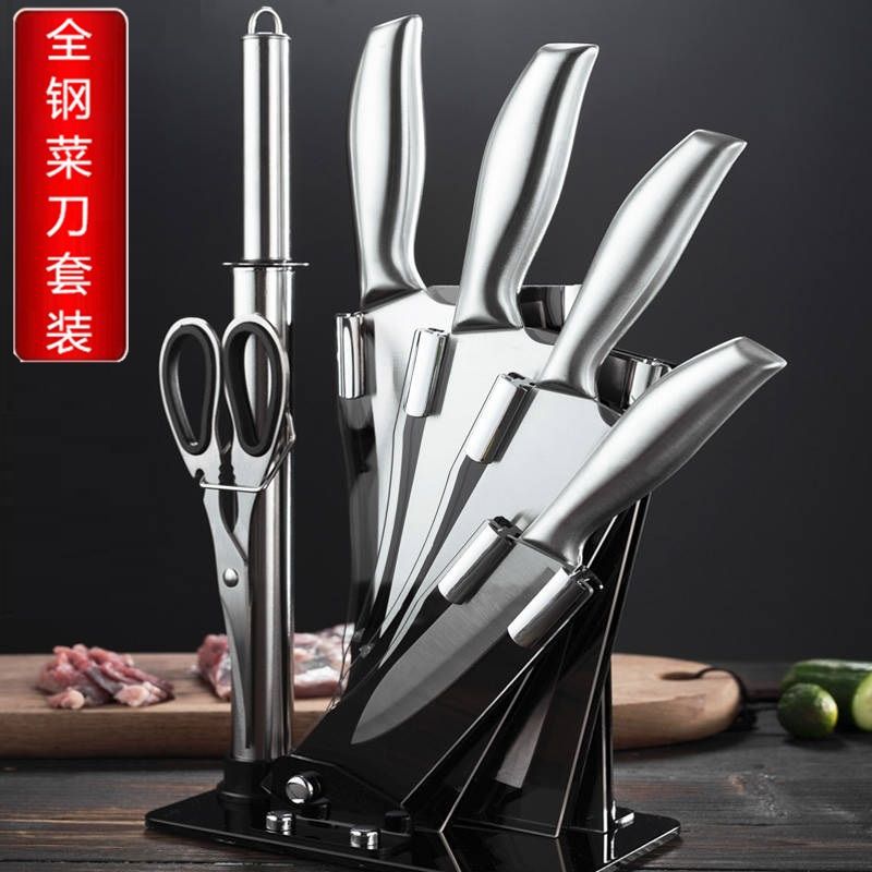 Stainless steel all-steel handle knives, acrylic knife holders, kitchen slicing knives, household kitchen knife sets, kitchen gift knife sets details Picture