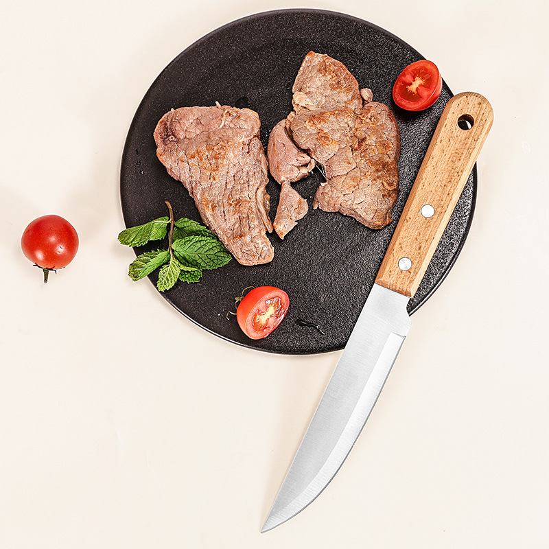 Factory stock of wooden handle Western knives, stainless steel steak Western knives, Western restaurant knives, new cross-border products in stock details Picture