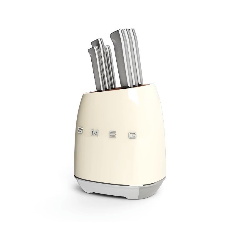 Factory direct sales SMEG cream kitchen knife set, retro household stainless steel kitchen knife rack Item Picture