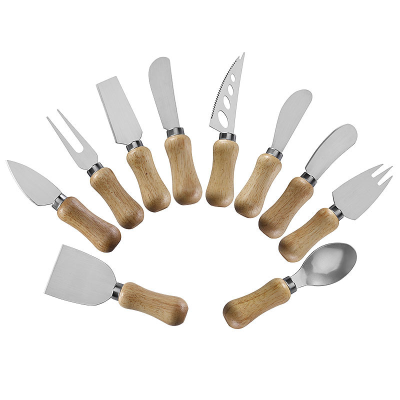 Factory in stock stainless steel rubber wooden handle cheese knives, Western-style knives, cheese bread knives, table knives, and cheese tool knives Item Picture
