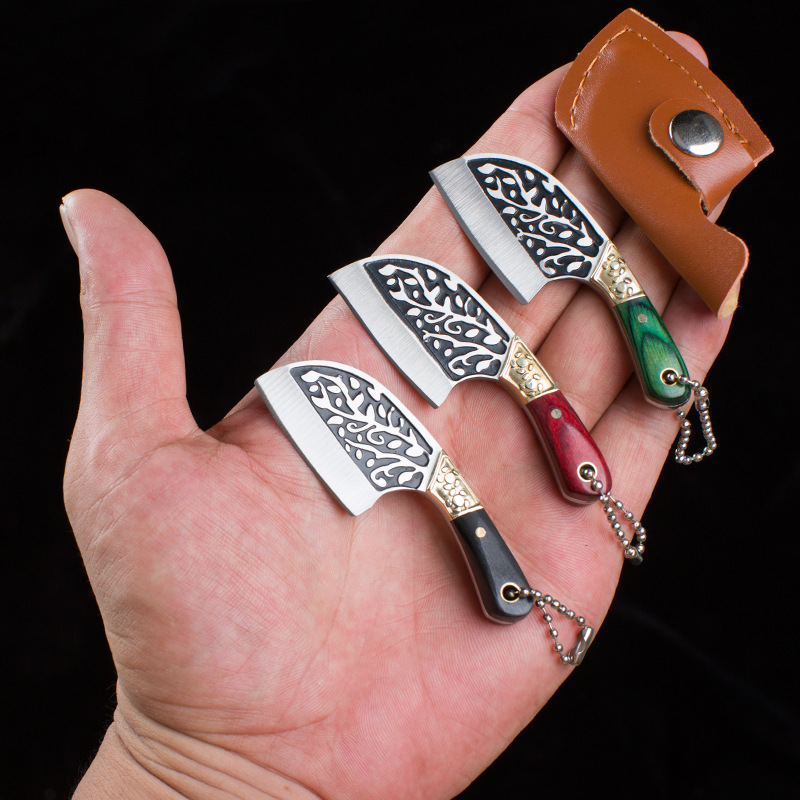 Mini straight knife for opening packages, sharp color wood, miniature portable keychain pendant, small knife for opening packages and boxes full figure