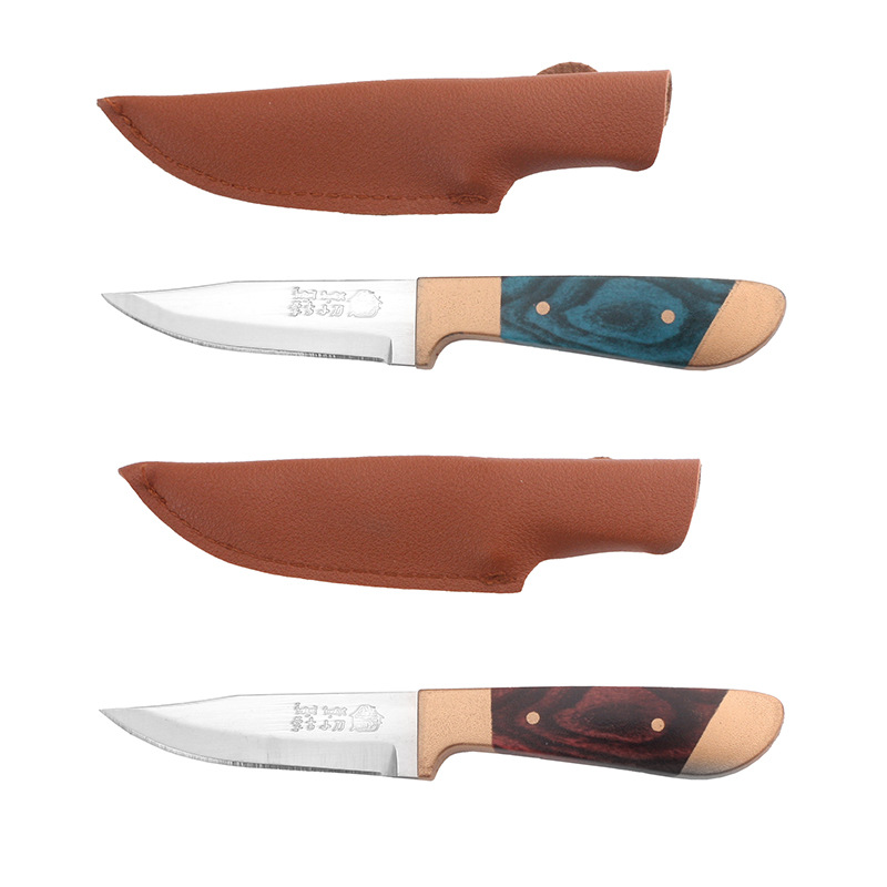 Mongolian knife with leather cover, hand-held meat bone-removing knife, special knife for hand-grabbed mutton and hand-pulled meat, outdoor fruit knife Item Picture