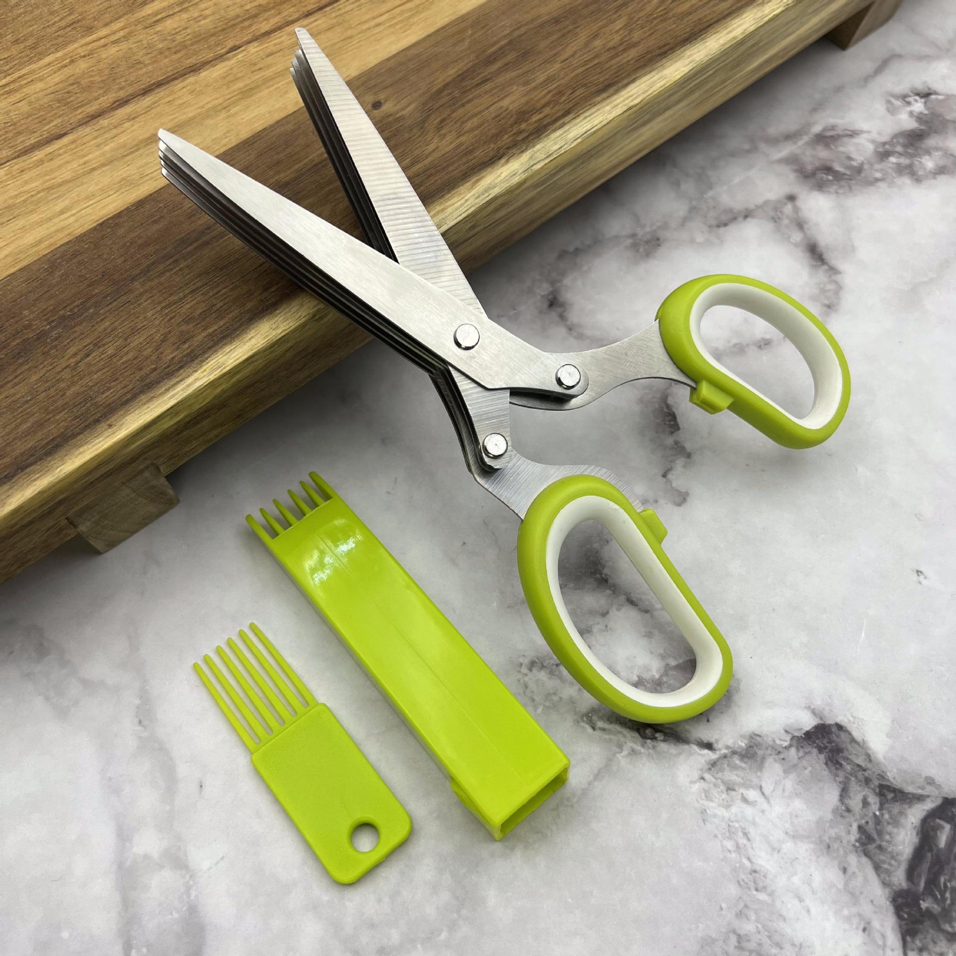 Factory direct sales of stainless steel multi-functional scallion scissors, a powerful vegetable tool for home kitchens, with five-layer and multi-layer shredding Application Scenario