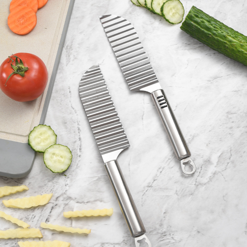 Amazon export stainless steel wavy potato knife, kitchen small tools, French fries knife, vegetable and potato slicing wavy knife Specification drawing
