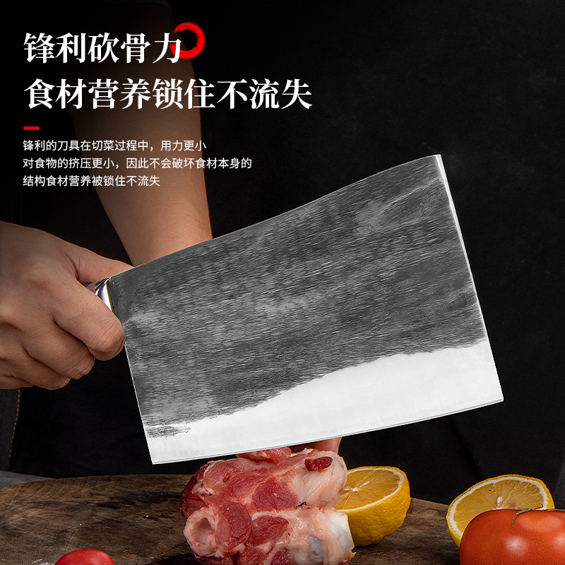 Forged Jiujiang Bay knife, chef's chopping knife, pork stall Chinese bone-cutting and meat-cutting knife, old-fashioned hotel roast and cured meat kitchen knife details Picture