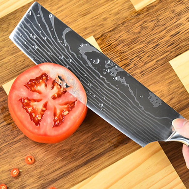 Stainless steel blue resin handle chef knife, meat and fruit slicing, all-purpose bone-removing kitchen knife 10-piece set, cross-border knives details Picture
