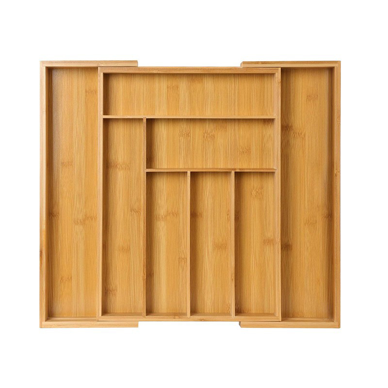 Bamboo telescopic eight-compartment knife storage box, Tableware storage box, and drawer storage are available for wholesale details Picture