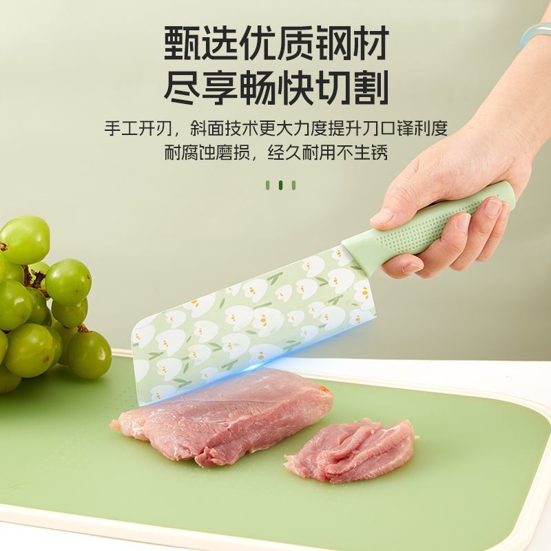 Stainless steel fruit knife protective case set, sharp kitchen knife set, printed kitchen knife, suitable for both cutting vegetables and meat Application Scenario