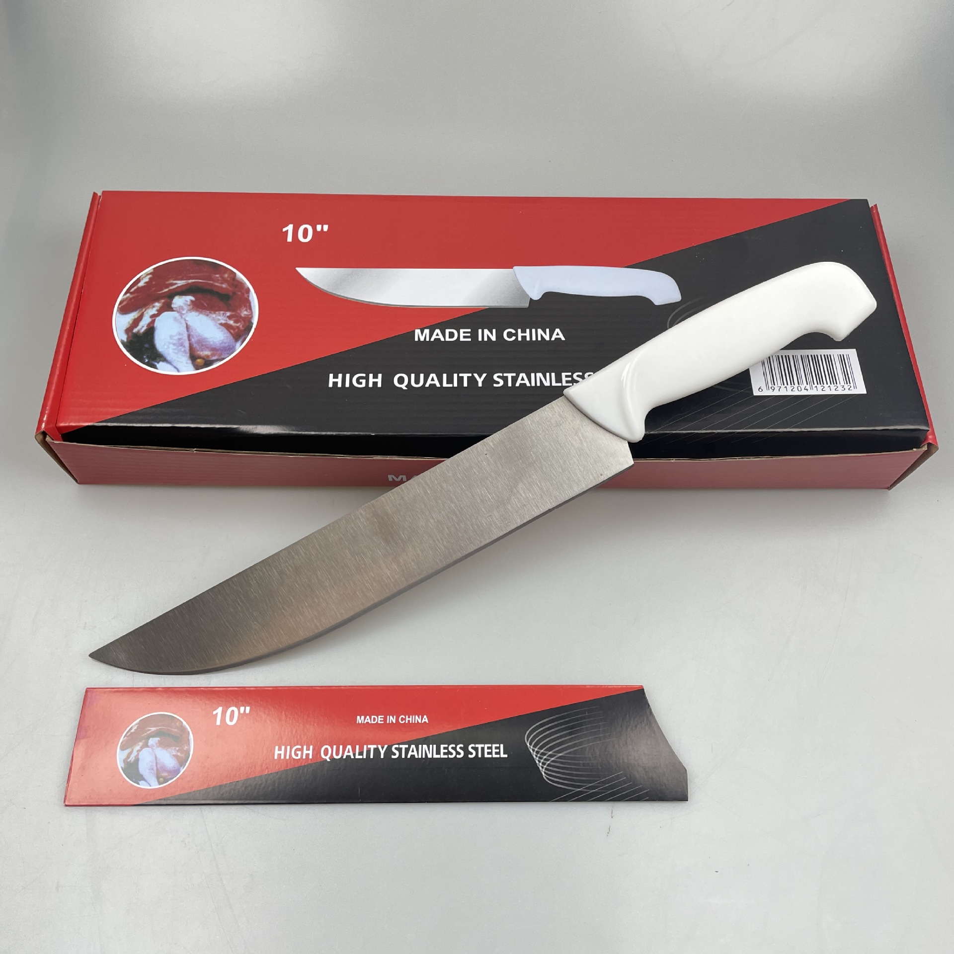 White handle chef's knife, color box paper sleeve packaging, laser LOGO available. Factory direct sales and wholesale of South American and North American knives Application Scenario