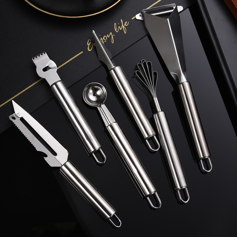 Peeler, stainless steel carved knife, fruit platter, triangular push knife, fruit scorer, apple push knife, fruit tools full figure