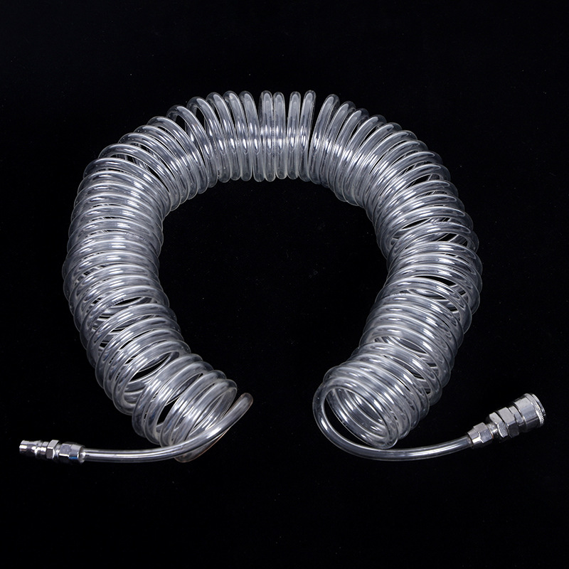 PU compressor spring pneumatic hose, air compression telescopic air pipe, 8mm spiral pipe with joint, wear-resistant high-pressure air duct details Picture