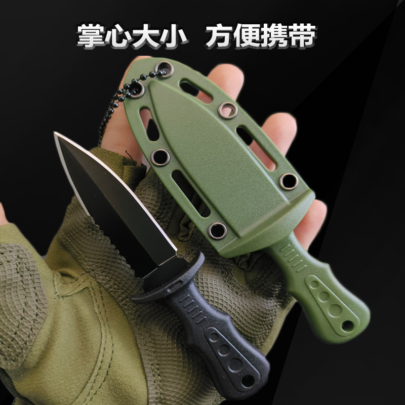 Cross-border outdoor knife, stainless steel fruit knife, emergency self-defense knife, necklace mini knife, outdoor barbecue and camping knife Specification drawing