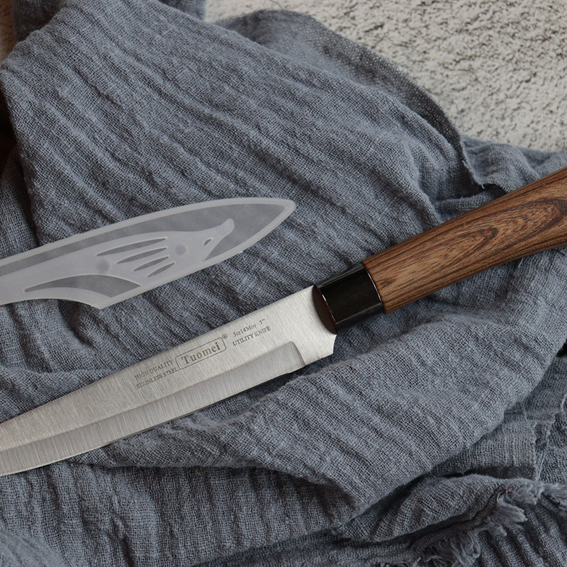 Wholesale fruit knives, portable multi-functional kitchen knives, meat slicers, household side food knives with wooden handles, stainless steel kitchen knives details Picture