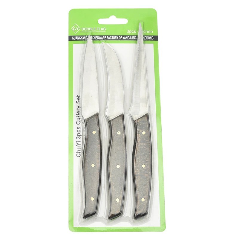 In-stock food engraving knife set of three pieces, stainless steel boning knife, fruit platter engraving knife, chef engraving knife Item Picture