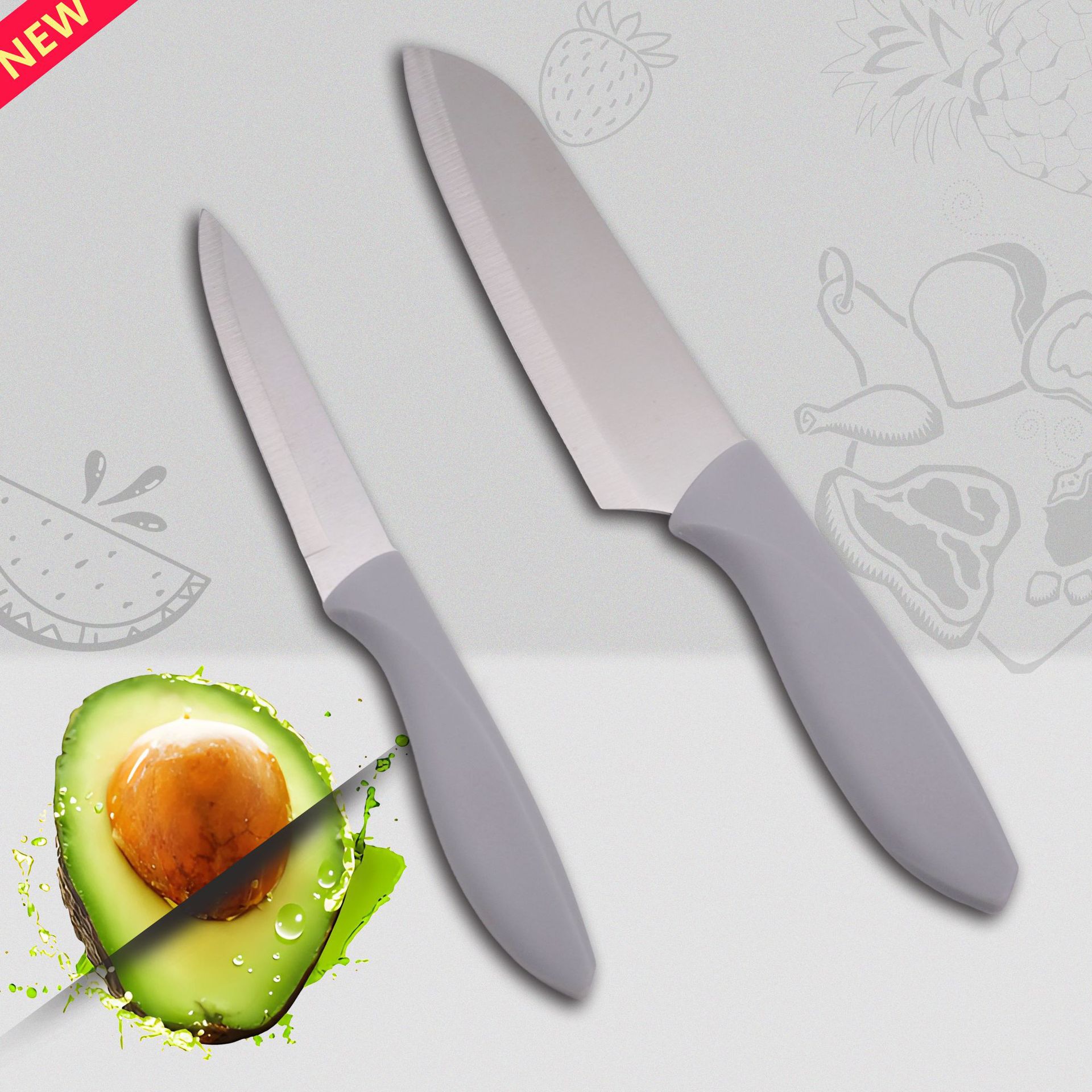 Stainless steel chef's knife, grey kitchen multi-purpose knife, fruit peeler, all-purpose knife, kitchen knife, meat knife, small kitchen knife details Picture