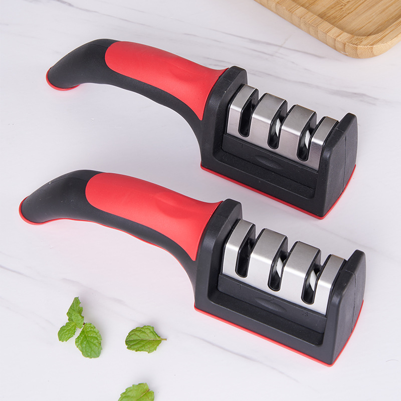 Three-section knife sharpener, a popular tungsten steel knife sharpener for home use, a quick sharpening tool for scissors, wholesale whetstones from street stalls details Picture