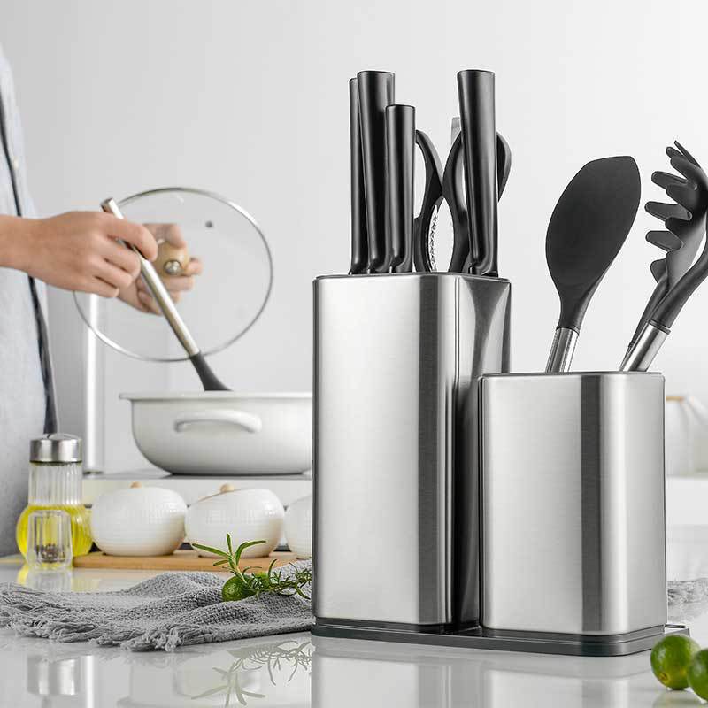 Creative stainless steel knife rack, stainless steel knife seat storage rack, kitchenware shelving rack, freely insert storage boxes details Picture
