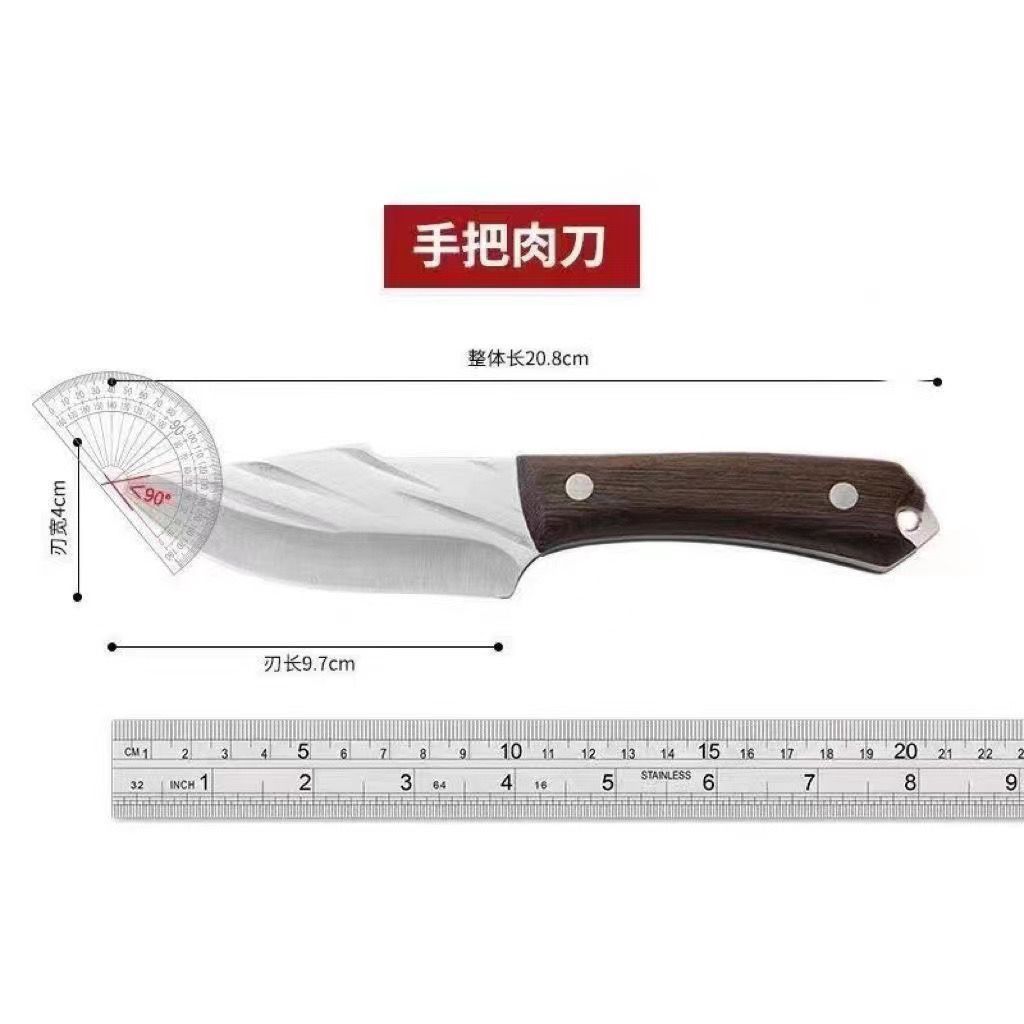 Mongolian hand-held meat knife, forged from high manganese steel, pure handcrafted meat cutting, barbecue knife, meat pickling, steak, fruit knife Application Scenario