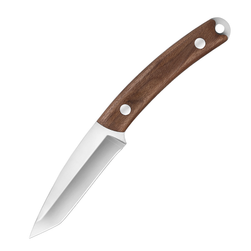 Stainless steel fruit knife with scabbed, kitchen vegetable knife, wooden handle peeler, portable outdoor camping knife, Yangjiang knife Item Picture