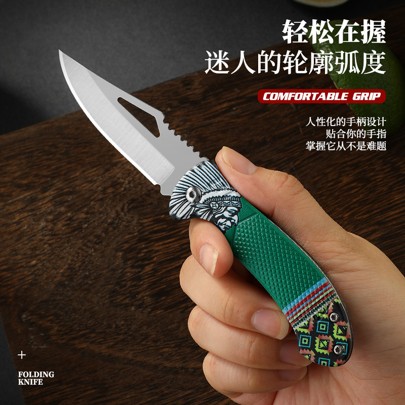 Cross-border outdoor mini folding knife, unboxing knife, portable outdoor self-defense knife, household stainless steel fruit knife Application Scenario