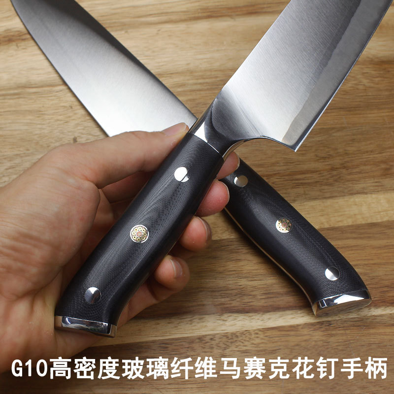 Kobelco Santoku Knife Chef's Cooking Knife M390 is an ultra-sharp and durable chef's knife made of high-speed steel welded tool steel Application Scenario