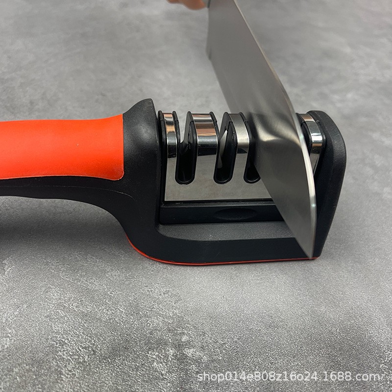 Yangjiang multi-functional household four-stage knife sharpener, stone rod three-stage quick travel knife sharpener wholesale Specification drawing