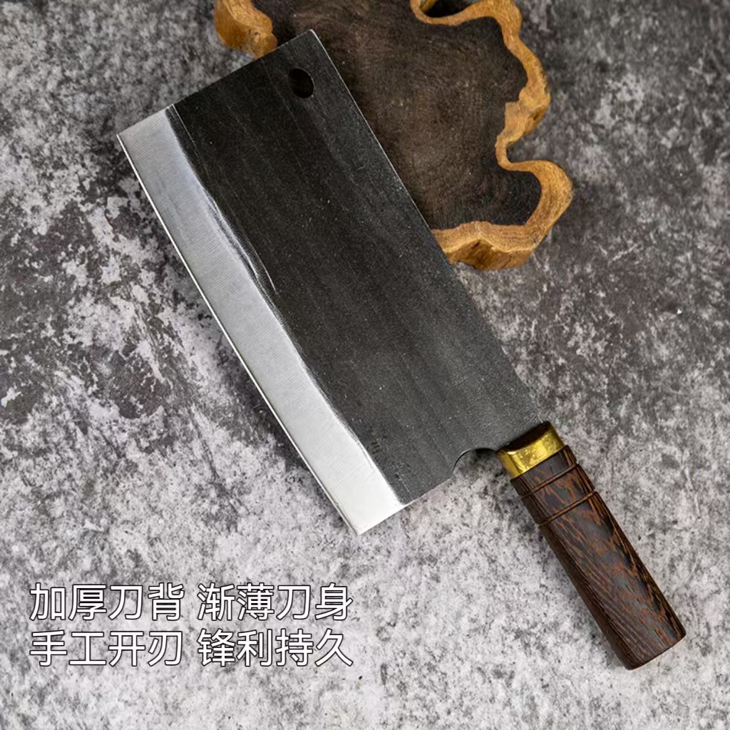 Forged thickened back kitchen knife, commercial cooked food, roast meat, and food stall chefs' special cutting knife, sharp blade, household knife details Picture
