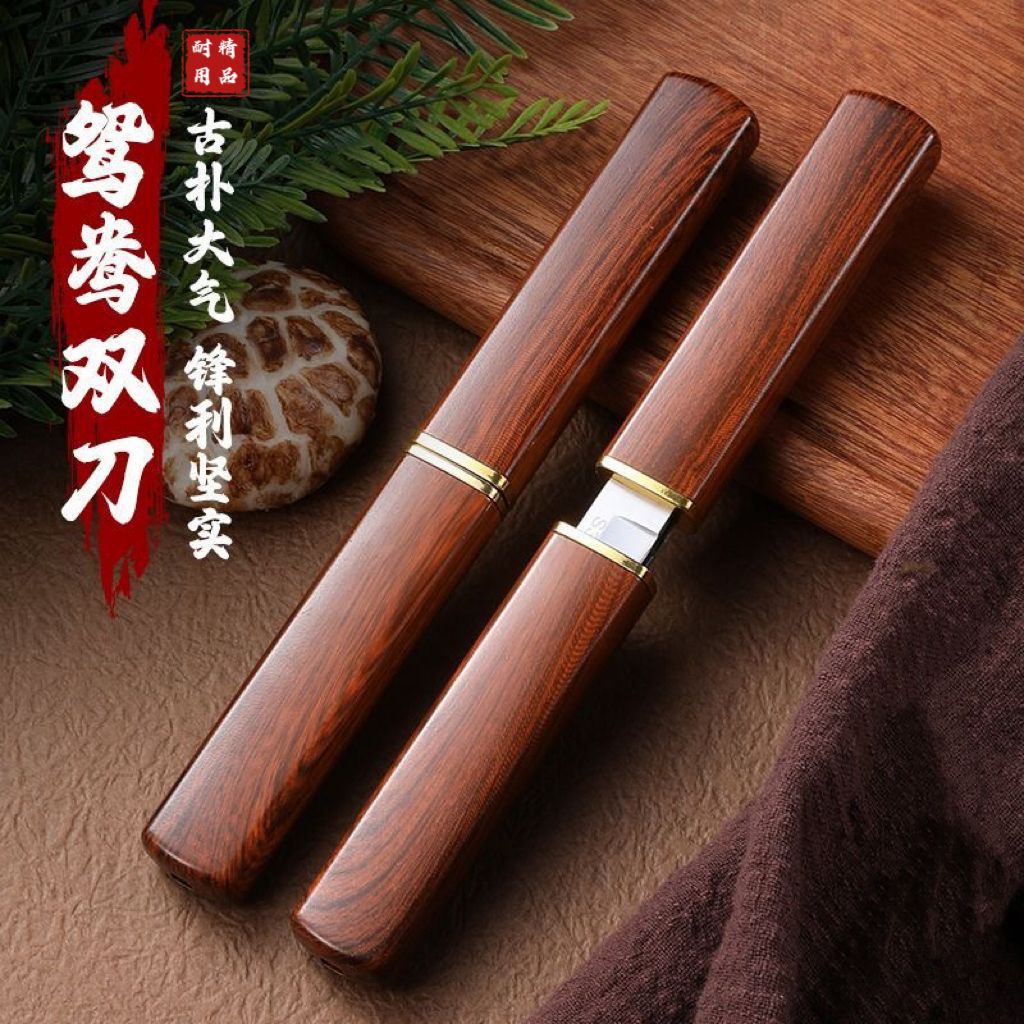 Outdoor double-knife live streaming, the same kitchen sharpenable knife, household super sharp, multi-functional dragon and phoenix fruit knife, portable details Picture