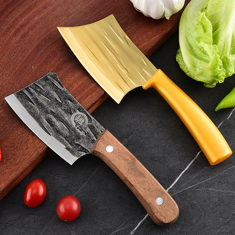 A convenient mini stainless steel forged amber gold titanium-coated small fish knife, a small kitchen knife for cutting vegetables and meat details Picture