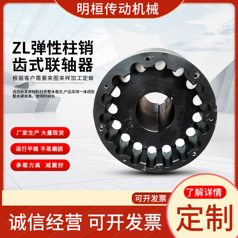 ZL type elastic pin gear coupling with brake wheel, low-noise mechanical rotating part pin gear coupling details Picture