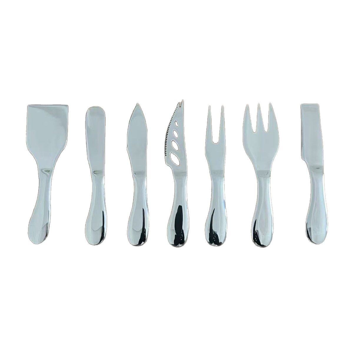 Cross-border cheese knife set, all-stainless steel butter knife, pizza knife, cheese fork, butter cutter, cake knife and fork in stock Item Picture
