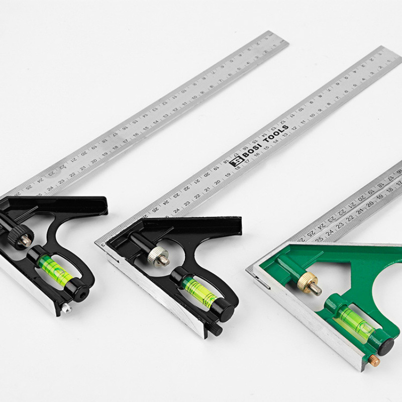 90-degree stainless steel thickened multi-functional high-precision woodworking right-angle ruler, movable combination Angle ruler for export details Picture