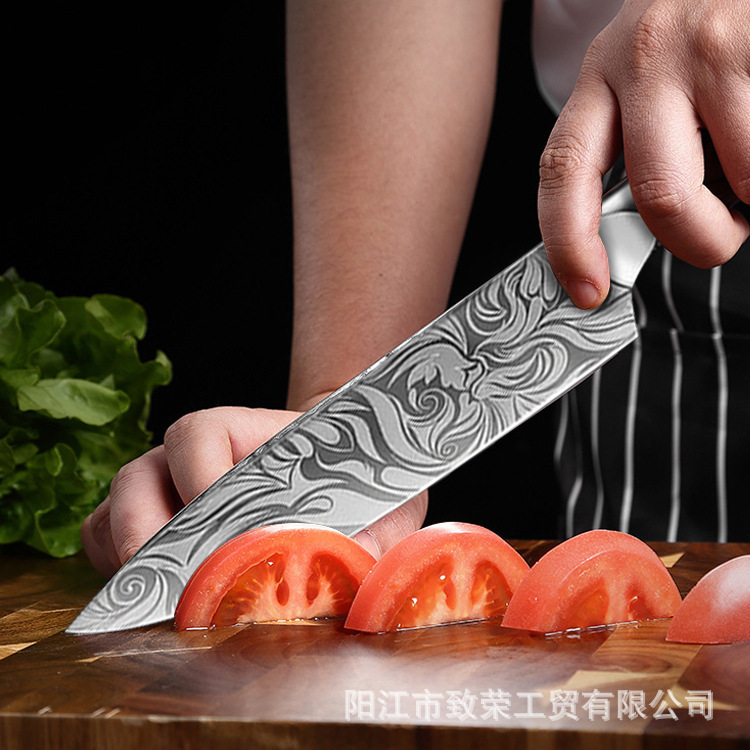 5cr15 stainless steel resin-patterned set knives, chef knives, Santoku knives and small kitchen knives are best-selling on Amazon. Original manufacturer Specification drawing