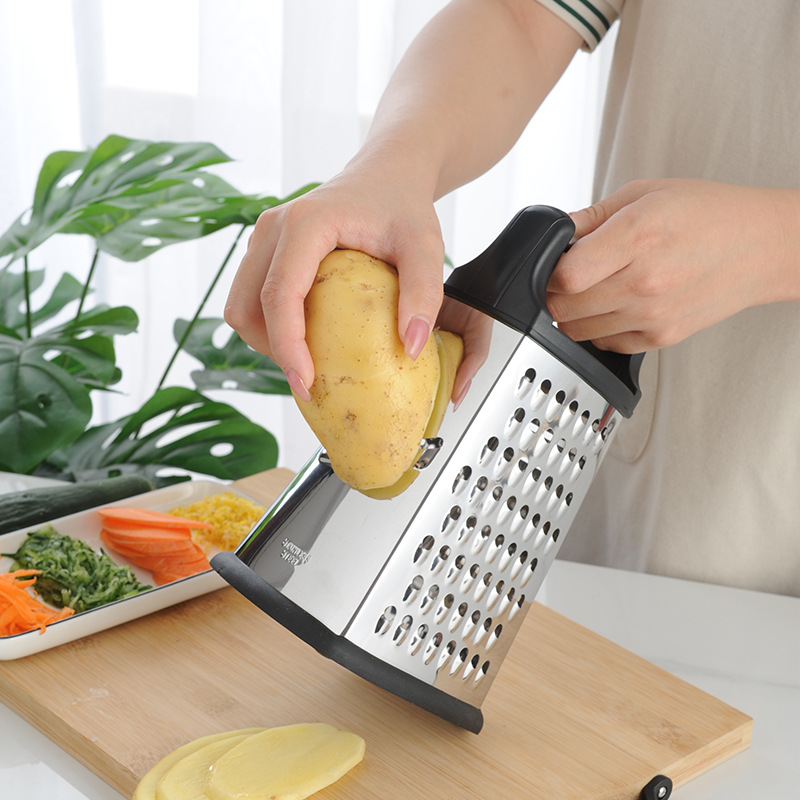 In-stock stainless steel four-sided melon grater, kitchen multi-purpose vegetable cutter, potato, cheese and cheese grater Specification drawing