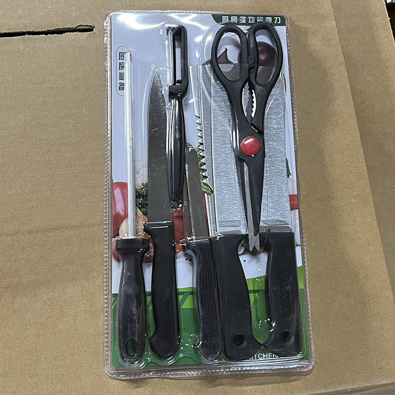 Kitchen eight-piece knife set: stainless steel PP knives, chef knives, fruit knives, kitchen knives, meat cutting utensils, and kitchen scissors details Picture