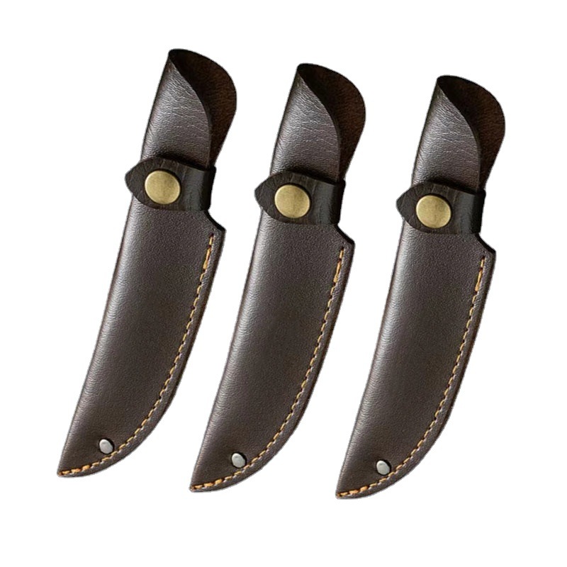 Wholesale thickened black PU knife sheath, portable knife sheath, protective storage case, Mongolian knife with double copper head, suitable Item Picture
