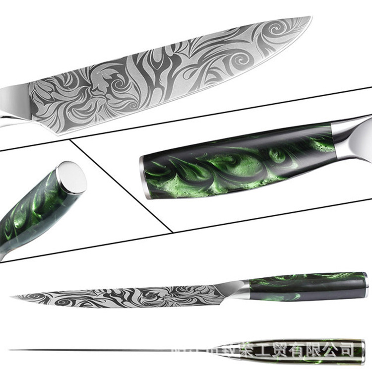 5cr15 stainless steel resin-patterned set knives, chef knives, Santoku knives and small kitchen knives are best-selling on Amazon. Original manufacturer Application Scenario