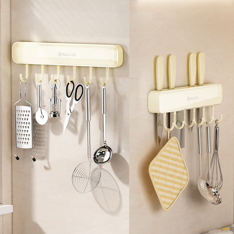 Wall-mounted knife rack without drilling, kitchen strong adhesive hook storage rack, multi-functional knife holder storage rack for kitchen knives details Picture