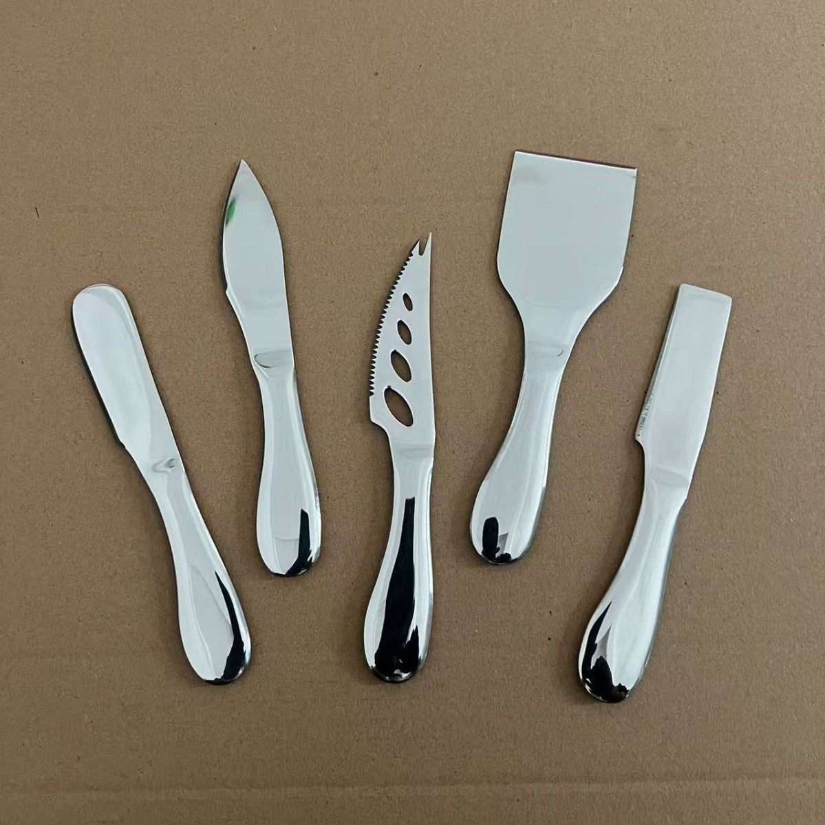 Cross-border cheese knife set, all-stainless steel butter knife, pizza knife, cheese fork, butter cutter, cake knife and fork in stock Specification drawing