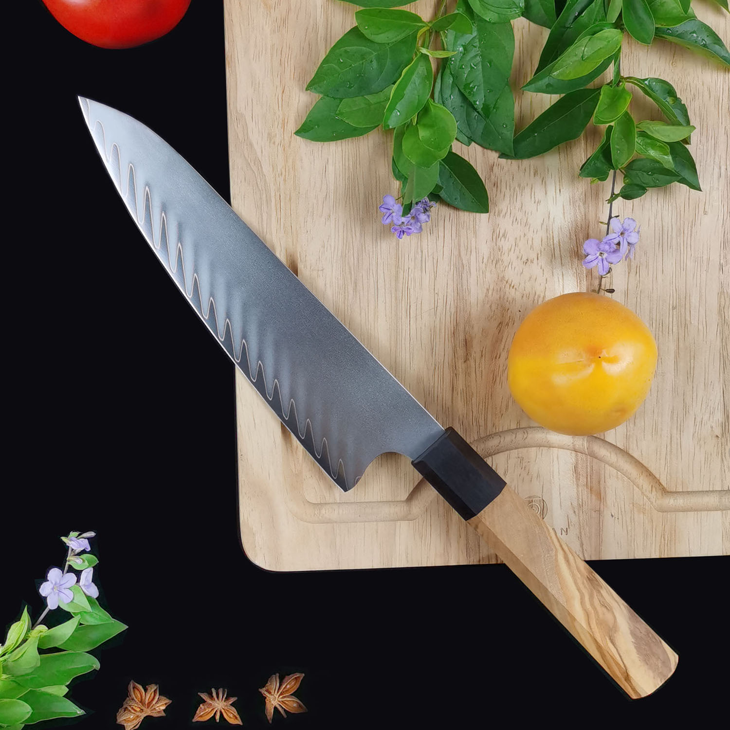 In-stock Sanhe steel 10Cr15MoV chef's knife, 8-inch ox knife, chef's knife, Japanese cuisine knife, slicing knife, sharp blade details Picture