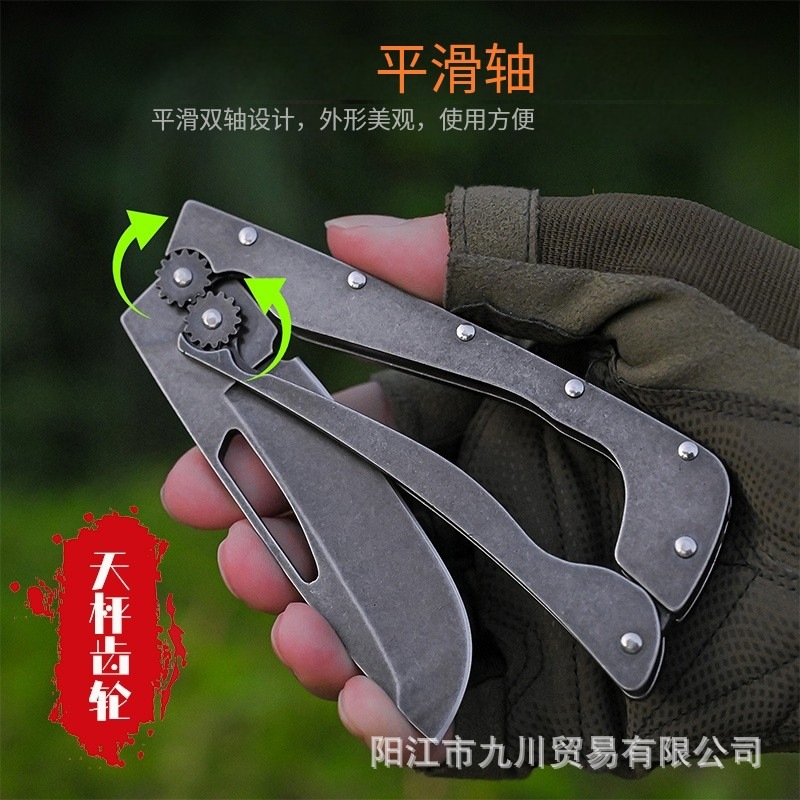 New sharp blade retro foldable portable outdoor camping multi-functional handle meat knife [with Gift box] full figure