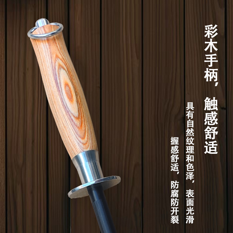 Cross-border best-selling fine-grained knife sharpening rods, high-carbon steel wood kitchen knife sharpening stones, fast and sharp knife sharpening rods Specification drawing