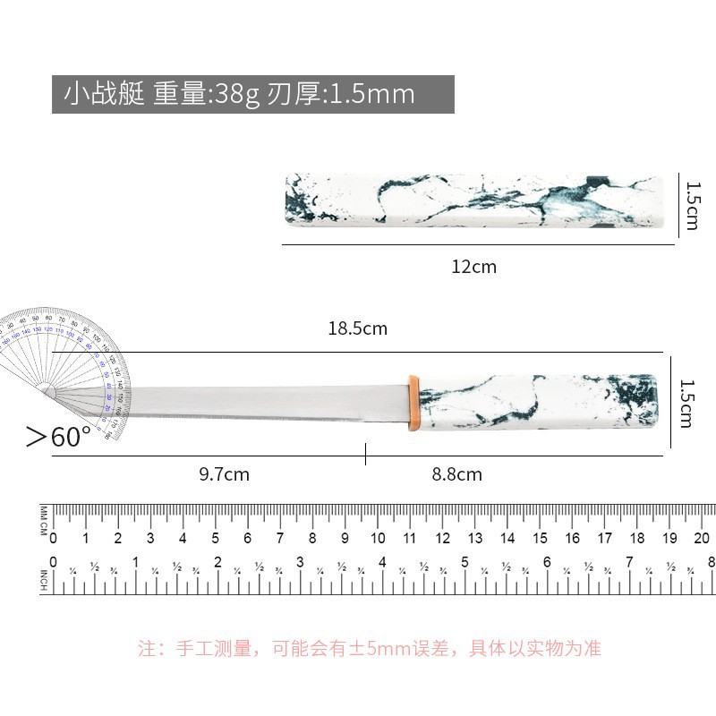 In stock: M390 fruit knife, portable fruit knife, hand-held meat knife, forged meat hand-pulled meat knife, steak knife, small battle boat Specification drawing