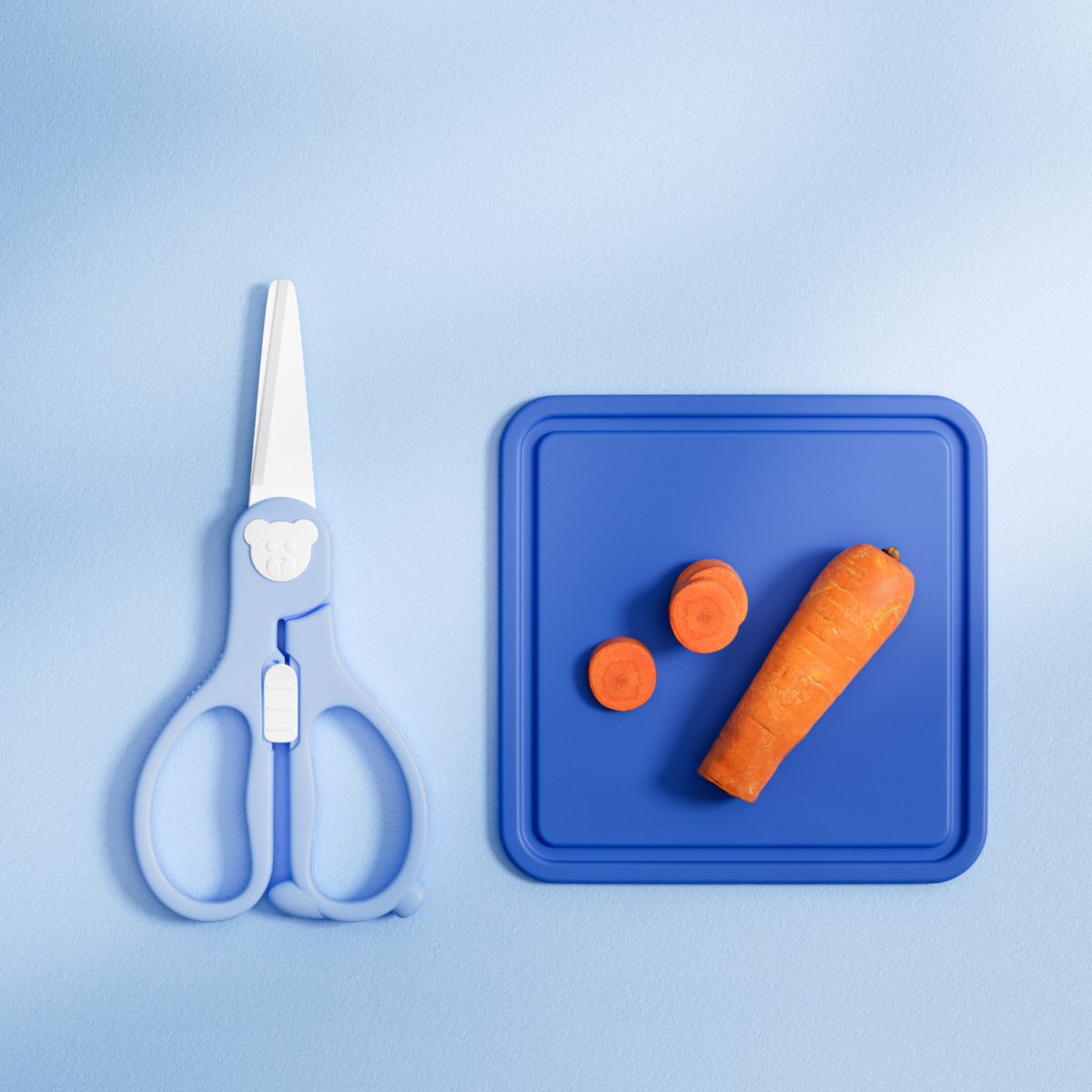 Factory Bear Ceramic baby food Scissors Portable Home Lock Buckle style Cute baby children's food scissors in stock mini details Picture