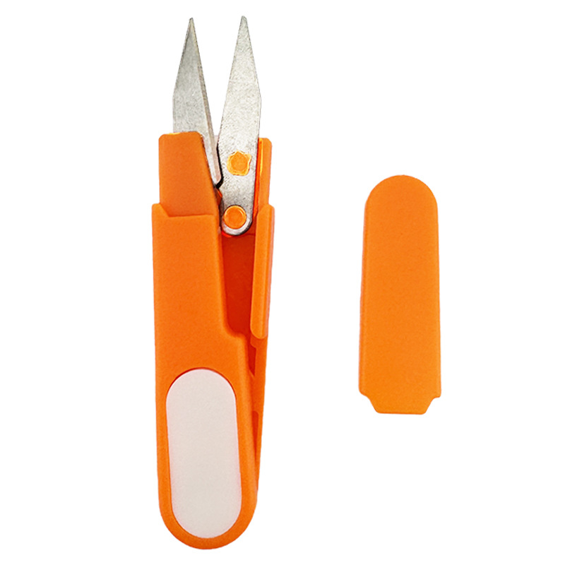 Creative home U-shaped fishing line scissors with lid, small scissors, fishing line scissors, lead shears, cap yarn scissors details Picture